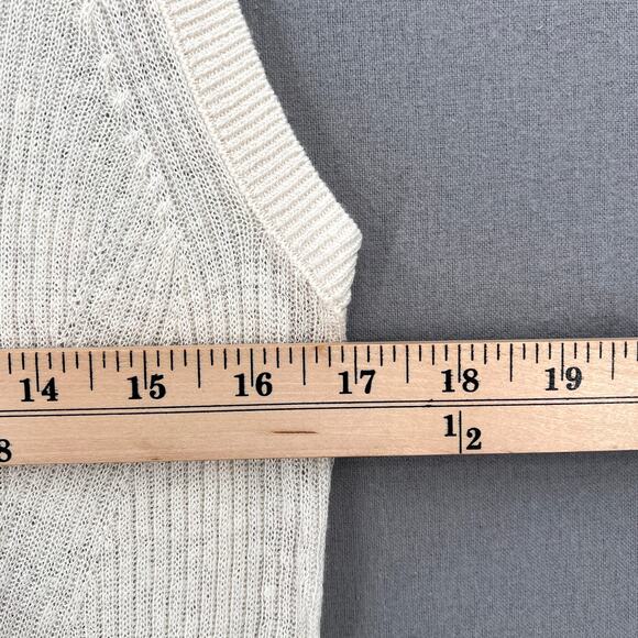 BANANA REPUBLIC Eliza LInen Blend Muscle Tank Top Small Cream Sleeveless Ribbed - Picture 12 of 14